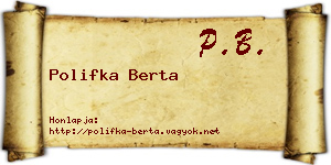 Polifka Berta névjegykártya